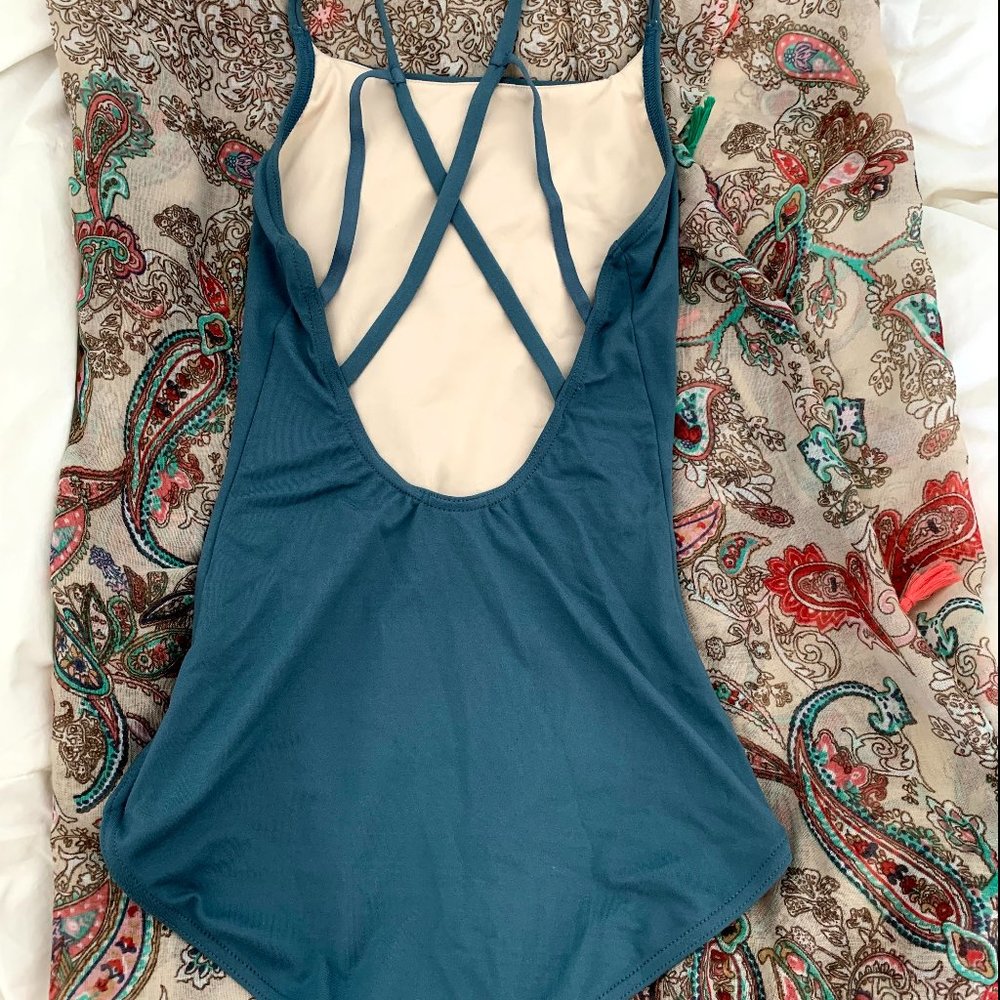 Teal Grey Strappy Back Capezio Leotard